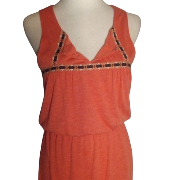 THML Boho Embroidered Flowy Tank Style Lined Maxi Dress Melon Size Small - Picture 4 of 9